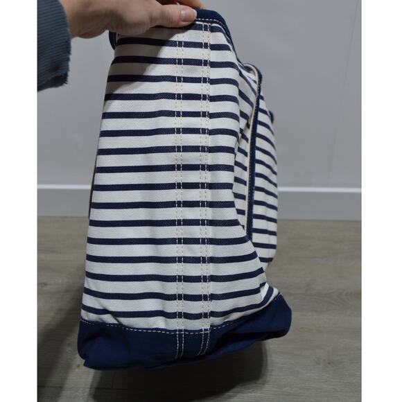 Lands' End XL Canvas Tote Bag Blue & White Striped - Picture 6 of 14